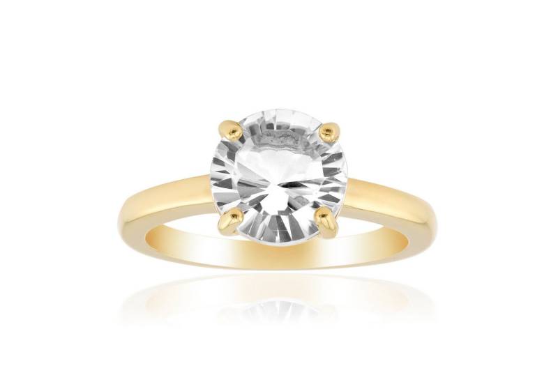 Cavill Solitärring Cavill Weißer Topas Damenring 2,07 ct, 925er Silber vergoldet elegant (1-tlg) von Cavill