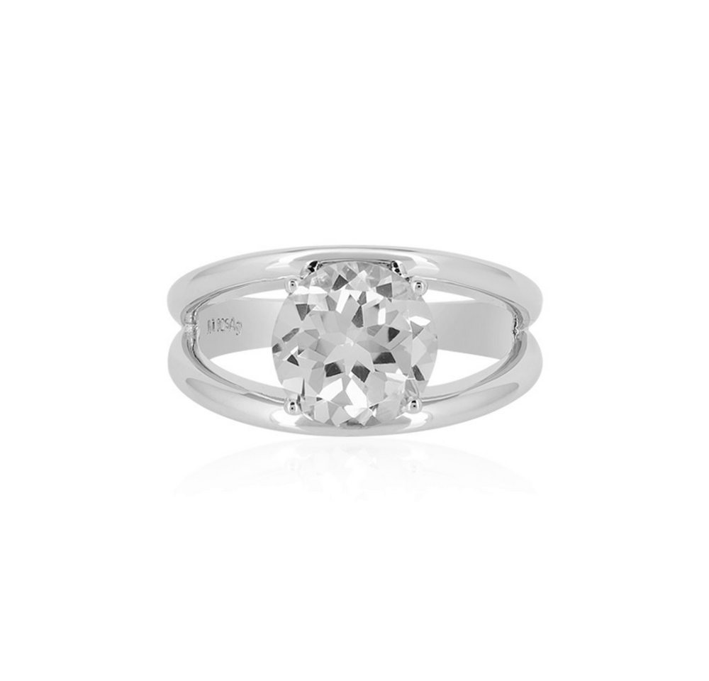 Cavill Solitärring Weißtopas 2,1 ct Silberring rundschliff, platiniert, Damen (1-tlg) von Cavill
