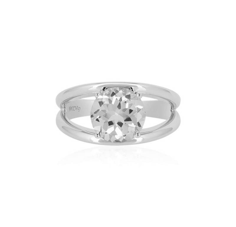 Cavill Solitärring Weißtopas 2,1 ct Silberring rundschliff, platiniert, Damen (1-tlg) von Cavill