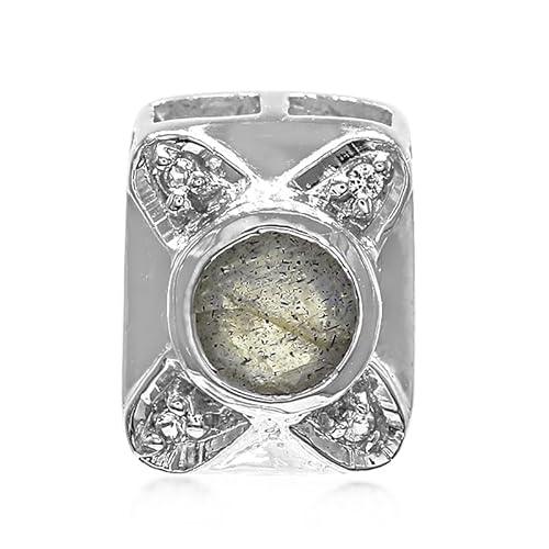 Cavill Spektrolith Silberanhänger 925 Sterling Silber, 0,38 ct Rundschliff Edelstein aus Rumänien, 4 weiße Topase Pave 0,022 ct, moderner eleganter Schmuckanhänger 11x8,5 mm Cavill Spektrolith Silberanhänger 925 Sterling Silber, 0,38 ct Rundschliff Edelstein aus Rumänien, 4 weiße Topase Pave 0,022 ct, moderner eleganter Schmuckanhänger 11x8,5 mm von Cavill