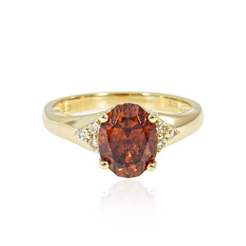 Cavill Sphalerit Ring 2,26 ct Ovaler Radiantschliff mit 6 Zirkonen 0,13 ct in 375er Gelbgold – Eleganter Gelber Edelstein Schmuck, Design aus Spanien und Kambodscha von Cavill