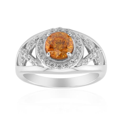 Cavill Sphalerit Silberring Damen – Remy Rotenier Design, 0,927 ct spanischer Sphalerit im Rundschliff, Zirkon-Akzente aus Tansania, 925er Sterling Silber, eleganter Statement-Ring von Cavill