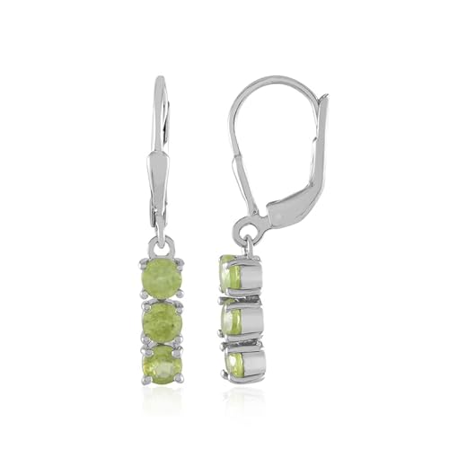 Cavill Sphene Ohrringe aus 925er Sterling Silber mit Platin-Finish, 6 grüne Sphene Brillantschliff 1,355 ct aus Madagaskar, eleganter moderner 29 mm Ohrhänger in Grün von Cavill