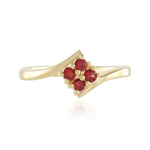 Cavill Tansania Rubin Ring 0,214 ct in vergoldetem 925 Sterling Silber, moderner Rundschliff, eleganter Damenring mit filigranem Design in intensivem Rot, zeitloser Schmuck von Cavill