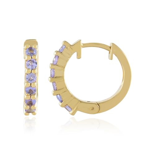 Cavill Tansanit Ohrringe 0,72 ct Silber vergoldet 17 mm Creolen mit Rundschliff Tansania Blaue Edelsteine Eleganter Schmuck moderne elegante Ohrschmuck Damen von Cavill