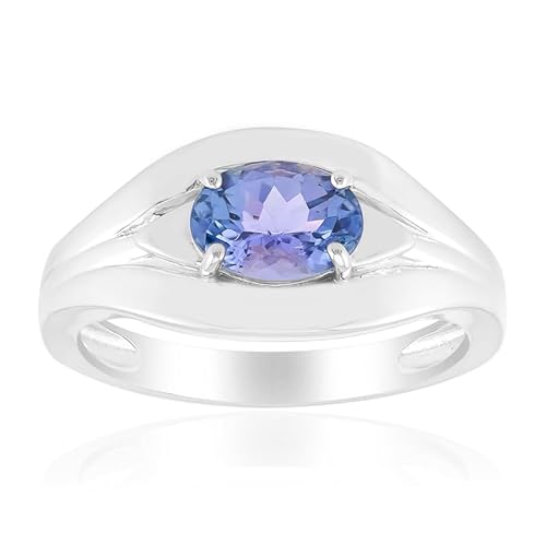 Cavill Tansanit Ring Silber 0,697 ct Ovaler Brillantschliff, 925er Sterling Silber, eleganter moderner Tansanit Schmuck mit tiefblau-violettem Edelstein aus Tansania, Damenring von Cavill