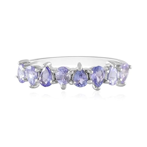 Cavill Tansanit Tropfenschliff Ring 925 Silber, 1,008 ct, 8 violette Tansanite aus Tansania, modernes elegantes Schmuckdesign, platinierte Sterling Silberfassung Cavill Tansanit Tropfenschliff Ring 925 Silber, 1,008 ct, 8 violette Tansanite aus Tansania, modernes elegantes Schmuckdesign, platinierte Sterling Silberfassung von Cavill