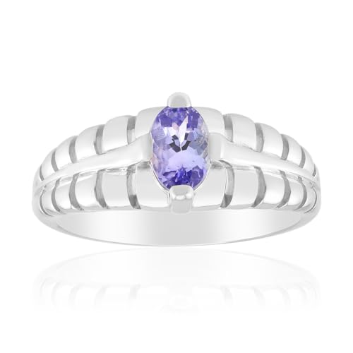 Cavill Tansanit Ring 0,374 ct Brillantschliff 925 Sterling Silber modern geflochtenes Design lilafarbener ovaler Edelstein eleganter Schmuck aus Tansania von Cavill