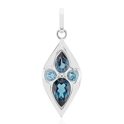 Cavill Topas Silberanhänger Remy Rotenier in 925 Sterling Silber mit 2,735 ct Londonblauer Topas Tropfen- & Rundschliff, eleganter geometrischer Anhänger in Blau Cavill Topas Silberanhänger Remy Rotenier in 925 Sterling Silber mit 2,735 ct Londonblauer Topas Tropfen- & Rundschliff, eleganter geometrischer Anhänger in Blau von Cavill