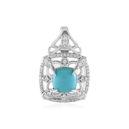 Cavill Türkisanhänger Silber mit antikem Kissen-Cabochon Türkisstein, filigranem Varioclip & funkelnden Zirkonsteinen, eleganter Silberanhänger für Damen 22x14 mm Cavill Türkisanhänger Silber mit antikem Kissen-Cabochon Türkisstein, filigranem Varioclip & funkelnden Zirkonsteinen, eleganter Silberanhänger für Damen 22x14 mm von Cavill