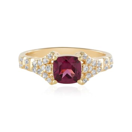 Cavill Umbalit Ring 925 Sterling Silber vergoldet Damenring mit 1,042 ct rot Umbalit Kissenschliff und funkelnden Zirkonen aus Kambodscha - eleganter moderner Schmuck von Cavill