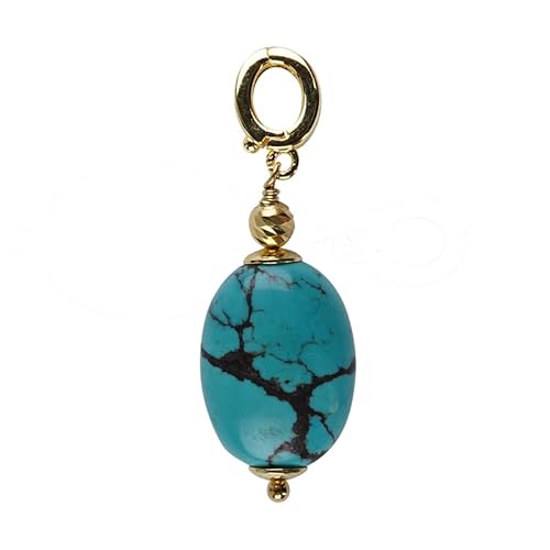 Cavill Vergoldeter 925er Silberanhänger mit 13ct Chinesischem Türkis - Handverlesenes Schmuckstück mit Matrix - Vielseitiger Clip für Ketten und Armbänder Cavill Vergoldeter 925er Silberanhänger mit 13ct Chinesischem Türkis - Handverlesenes Schmuckstück mit Matrix - Vielseitiger Clip für Ketten und Armbänder von Cavill