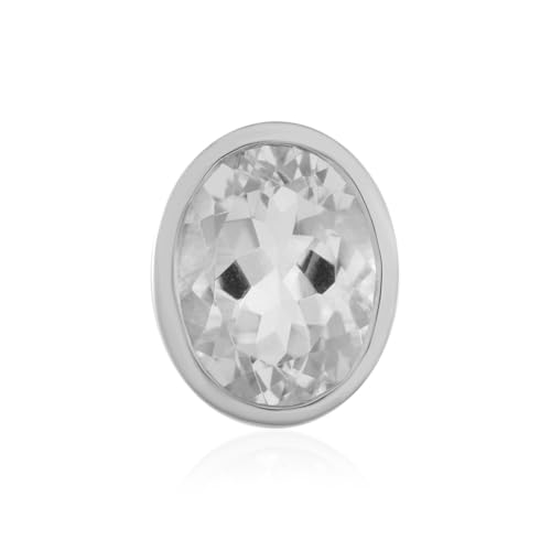 Cavill Weißer Quarz Anhänger 5,49ct – Oval 925 Silber platinbeschichtet, moderner Damen Halsschmuck, eleganter Schmuckanhänger mit Edelstein, MONOSONO Collection von Cavill