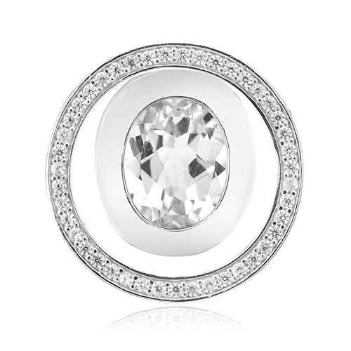 Cavill Weißer Topas Anhänger 3,04 ct Ovalschliff mit 925er Sterling Silber und 43 funkelnden Zirkonen, eleganter Silberanhänger Damenschmuck aus Nigeria und Tansania Cavill Weißer Topas Anhänger 3,04 ct Ovalschliff mit 925er Sterling Silber und 43 funkelnden Zirkonen, eleganter Silberanhänger Damenschmuck aus Nigeria und Tansania von Cavill