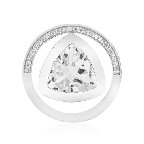 Cavill Weißer Topas Anhänger Silber 925, 3,4 ct Trillantschliff mit 24 funkelnden Zirkonen, moderner eleganter Damen Schmuckanhänger aus Sterlingsilber, weißer Topas Schmuck von Cavill
