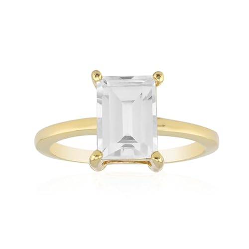 Cavill Weißer Topas Ring 1,827 ct Baguette Treppenschliff, vergoldetes 925 Sterling Silber, Moderner Eleganter Edelsteinring aus Nigeria, 8x6mm, Klassisches Design Cavill Weißer Topas Ring 1,827 ct Baguette Treppenschliff, vergoldetes 925 Sterling Silber, Moderner Eleganter Edelsteinring aus Nigeria, 8x6mm, Klassisches Design von Cavill