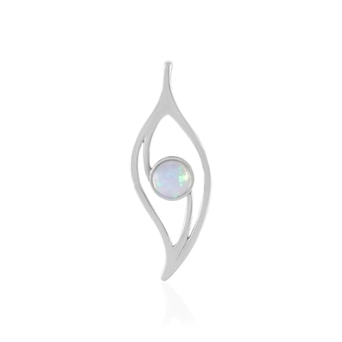 Cavill Welo-Opal Anhänger Silber 925 Sterling, Äthiopischer runder Cabochon Opal 0,315 ct, platiniertes modernes Design, 31x11 mm, eleganter silberner Schmuck von Cavill
