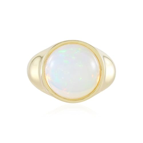 Cavill Welo Opal Ring Herren Silber 925er Sterling vergoldet mit 3,403 ct rundem äthiopischem Cabochon, modern eleganter Ring in Blau-Grün Schimmer, Größe 19-21 Cavill Welo Opal Ring Herren Silber 925er Sterling vergoldet mit 3,403 ct rundem äthiopischem Cabochon, modern eleganter Ring in Blau-Grün Schimmer, Größe 19-21 von Cavill
