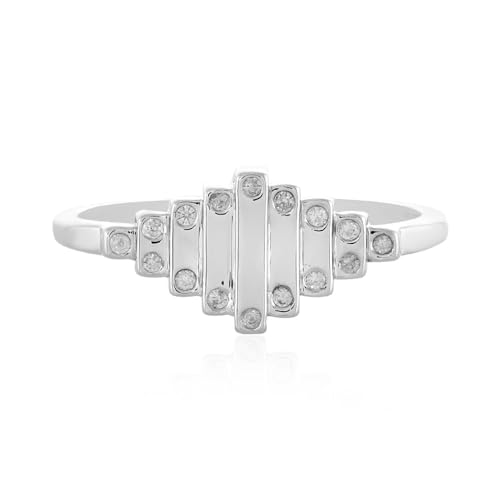 Cavill Zirkon Ring Silber – moderner Damenring mit 16 Zirkonen, 0,19 ct, platiniertes 925 Sterling Silber, Monosono Collection, architektonischer Stil, eleganter Schmuck von Cavill