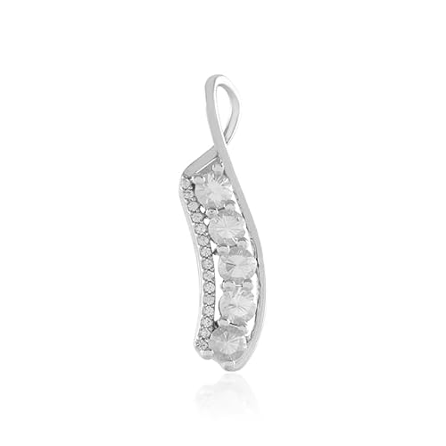Cavill Zirkon Silberanhänger Damen 925 Sterling Silber platinierter runder Brillantschliff 1,202 ct elegantes geschwungenes Design silberfarben 28x5 mm von Cavill
