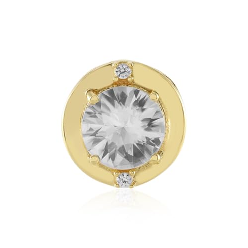 Cavill Zirkon Silberanhänger vergoldet 925 Sterlingsilber mit kambodschanischem 2,18 ct Zirkon, modern elegant runde Form, strahlend klarer Brillantschliff, Schmuckanhänger für Damen von Cavill