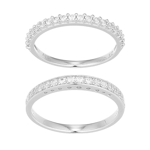 Cavill Zirkon-Silberringe aus 925 Sterling Silber mit 0,503 ct Rundschliff Zirkonen, eleganter Nigerianischer Pave-Diamant Stil, weiß funkelnde Damenringe in Größe 17-19 Cavill Zirkon-Silberringe aus 925 Sterling Silber mit 0,503 ct Rundschliff Zirkonen, eleganter Nigerianischer Pave-Diamant Stil, weiß funkelnde Damenringe in Größe 17-19 von Cavill