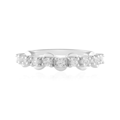 Cavill Zirkonring Silber 925 Sterling Silber Rundschliff Zirkone 0,423 ct eleganter Damenring kambodschanische Zirkonsteine 9-fach besetzt silberfarben von Cavill