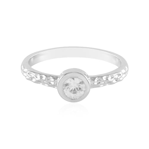 Cavill Zirkonring Silber 925 Sterlingsilber platiniert mit rundem 0,793 ct Zirkon aus Kambodscha, eleganter moderner Damenring, funkelnder Bezel 23x21 mm von Cavill