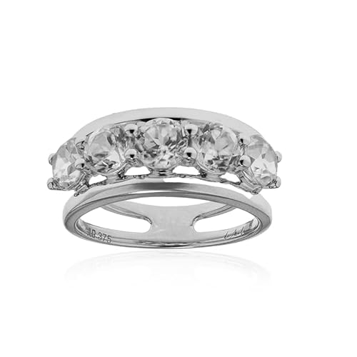 Cavill Zirkonring Gold 375 Weißgold 3,42 Ct. mit 5 Rundschliff Kambodscha Zirkonen, eleganter Damen Goldring mit funkelndem Zirkon Schmuck, Größen 17-18 von Cavill