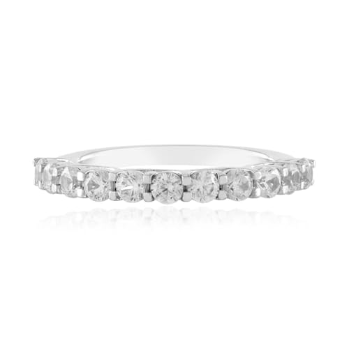 Cavill Zirkonring Silber Damen 925 Sterlingsilber rundschliff 1,421 ct platinierter Zirkon Schmuck eleganter Ring mit 11 funkelnden Zirkonen aus Kambodscha von Cavill