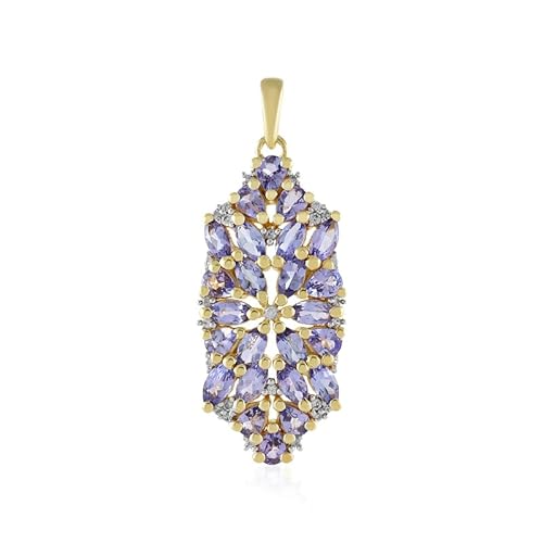 Cavill eleganter Tansanit Anhänger aus 925 Sterling Silber mit 18K Goldplattierung, 3,19 ct violett-lila Marquise Tropfen Design, moderner floraler Stil, Zirkonbesatz für funkelnden Look Cavill eleganter Tansanit Anhänger aus 925 Sterling Silber mit 18K Goldplattierung, 3,19 ct violett-lila Marquise Tropfen Design, moderner floraler Stil, Zirkonbesatz für funkelnden Look von Cavill