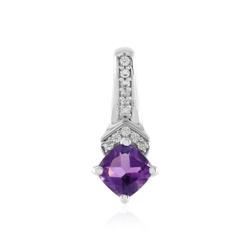 Cavill marokkanischer Amethyst Anhänger Silber 925 Sterlingsilber mit 0,567 ct Kissenschliff Amethyst und funkelnden 0,059 ct Zirkon Rundschliff Details Modern und elegant 17x7 mm von Cavill