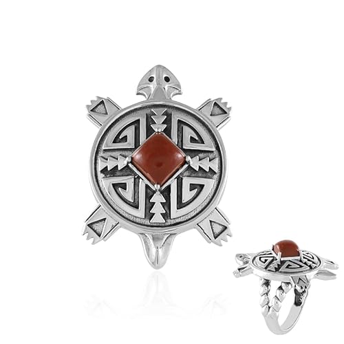 Cavill 925er Sterlingsilber Ring mit rotem Jaspis 1,215 Karat - Silberring Damen, Quadrat Carré-Cabochon, eleganter Desert Chic Stil, modernes Design mit geometrischen Mustern Cavill 925er Sterlingsilber Ring mit rotem Jaspis 1,215 Karat - Silberring Damen, Quadrat Carré-Cabochon, eleganter Desert Chic Stil, modernes Design mit geometrischen Mustern von Cavill