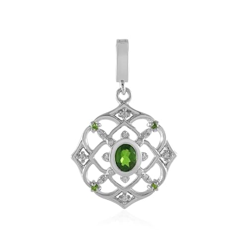 Cavill russischer Diopsid Silberanhänger 925 Sterlingsilber mit ovalschnitt grünem Stein und Zirkon, eleganter Varioclip Schmuck 30x19 mm, edler Naturstein modern Cavill russischer Diopsid Silberanhänger 925 Sterlingsilber mit ovalschnitt grünem Stein und Zirkon, eleganter Varioclip Schmuck 30x19 mm, edler Naturstein modern von Cavill