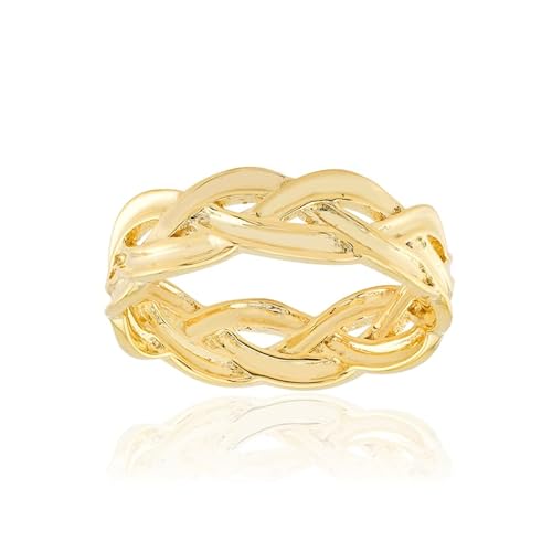 Cavill vergoldeter Ring aus 925er Sterlingsilber, eleganter Flechtring in glänzendem Goldton, modernes Design, Damenschmuck, verstellbare Größen 16-21 für stilvolle Auftritte Cavill vergoldeter Ring aus 925er Sterlingsilber, eleganter Flechtring in glänzendem Goldton, modernes Design, Damenschmuck, verstellbare Größen 16-21 für stilvolle Auftritte von Cavill