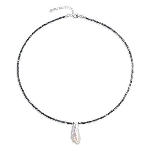 Cavill weiße Süßwasserzuchtperle Halskette mit schwarzer Hämatin Perlenkette, Silberkette Damen 925 Sterling Silber mit verlängerbar, moderner eleganter Stil Cavill weiße Süßwasserzuchtperle Halskette mit schwarzer Hämatin Perlenkette, Silberkette Damen 925 Sterling Silber mit verlängerbar, moderner eleganter Stil von Cavill