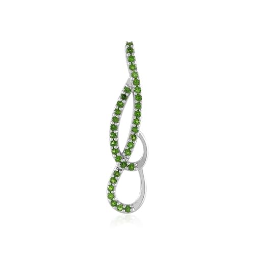 Cavill Chic Russischer Diopsid Anhänger aus platinbeschichtetem 925er Silber, 0,868ct - Moderner Schmuck mit 34 grünen Edelsteinen - Luxuriöser Halsschmuck für Damen - aus der MONOSONO COLLECTION von Cavill