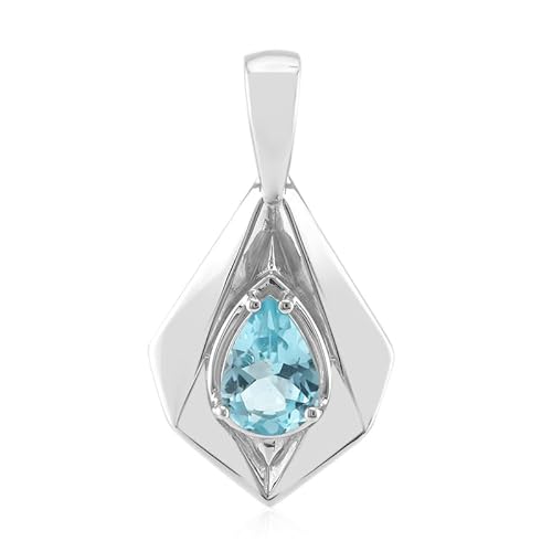 Madagaskar Blauer Apatit Anhänger 925 Silber - Eleganter Edelstein Schmuck 0,57 Karat - Birnenförmiger Anhänger für Damen - Hochwertiger Sterling Silber Halsschmuck - Zarter Blauer Edelsteinanhänger von Cavill