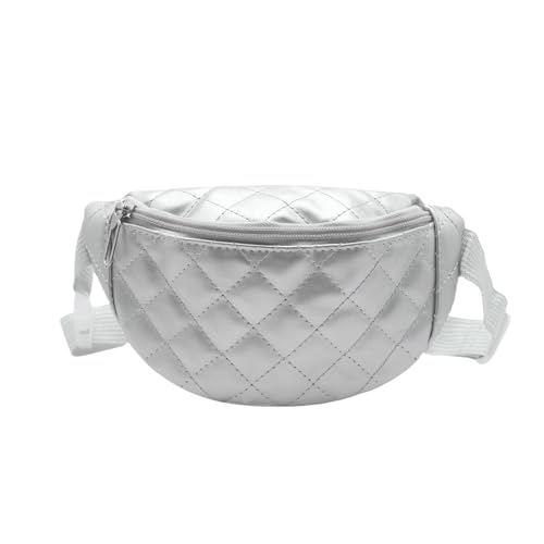 Modische gesteppte Bauchtasche für Mädchen, Jungen, Kinder, weiche kleine Hüfttasche, Crossbody-Tasche mit verstellbarem Gürtel, silber, Einheitsgröße, modisch von Caviotess
