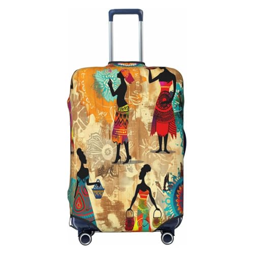 Cavizow Reisegepäckhülle für Damen, afrikanische Stämme, elastisch, waschbar, kratzfest, Größe S-XL, Mehrfarbig, M (Fits 22-24 in Luggage) von Cavizow