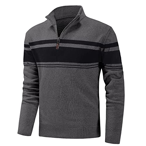Cavva Herren Pullover Langarm mit Stehkragen Winter Turtleneck Gestrickt Freizeit Pulli mit reißverschluss DunkelGrau XL Cavva Herren Pullover Langarm mit Stehkragen Winter Turtleneck Gestrickt Freizeit Pulli mit reißverschluss DunkelGrau XL von Cavva