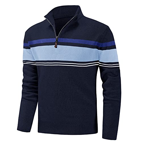 Cavva Pullover für Herren 1/4 Zip Strick Rollkragenpullover Herren Baumwolle arbeitspullover ohne Kapuze Dunkelblau XL Cavva Pullover für Herren 1/4 Zip Strick Rollkragenpullover Herren Baumwolle arbeitspullover ohne Kapuze Dunkelblau XL von Cavva