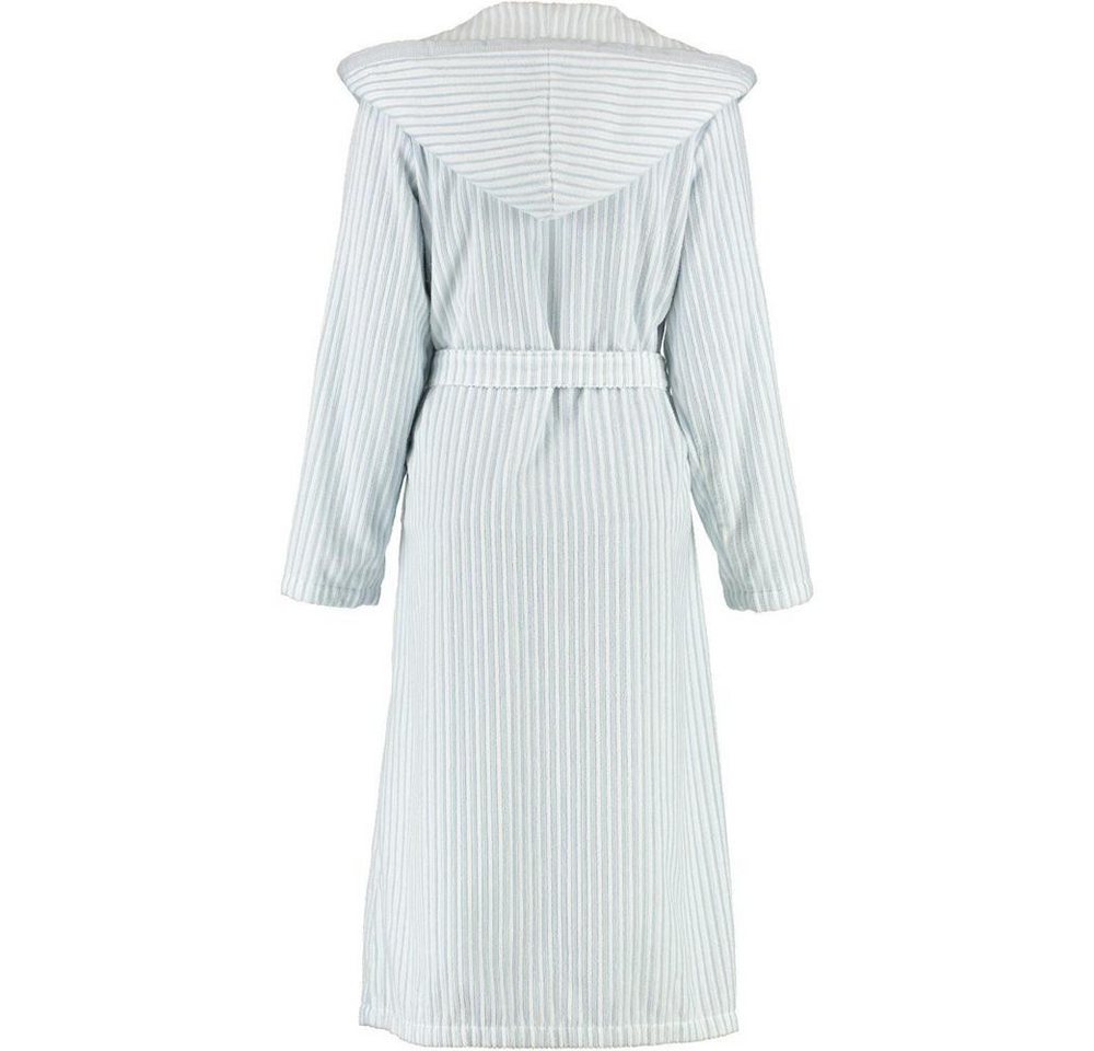 Cawö Home Bademantel Damen Bademantel Kapuze gestreift in Weiß/Bleu, Extraleichte Velours-Qualität, Kapuze und Bindegürtel, Bindegürtel von Cawö Home