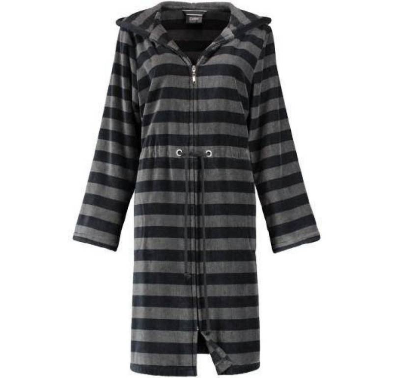 Cawö Home Bademantel Damen Bademantel Kurzmantel mit Reißverschluss und Kapuze Streifen 21, Flauschige Walkvelours-Qualität, Reißverschluss und kapuze, Reißverschluss von Cawö Home