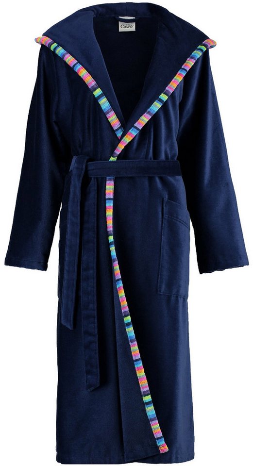 Cawö Home Damenbademantel Damen Bademantel mit Kapuze, midi, Baumwollmischung, Kapuze, Gürtel, Edles Design von Cawö Home