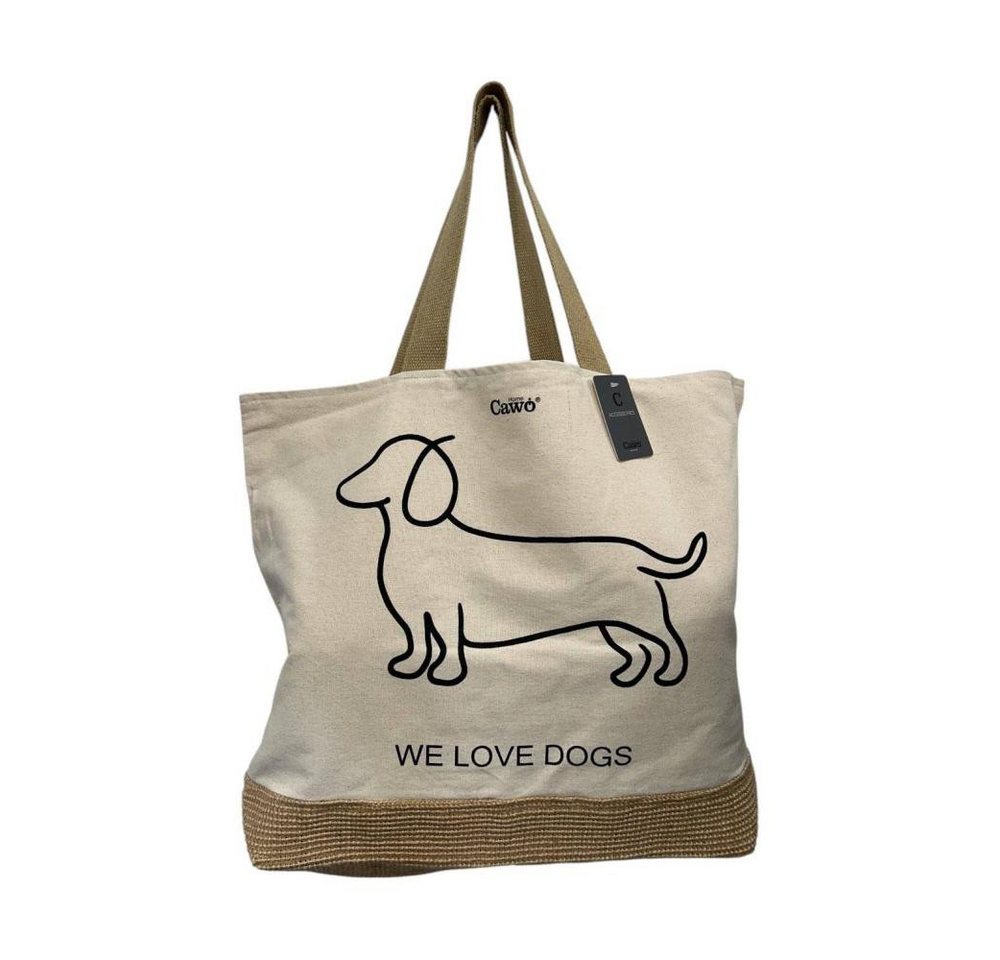 Cawö Home Strandtasche Strandtasche WE LOVE DOGS Dackelsilhouette Companion 55701 Natur/Schwa von Cawö Home