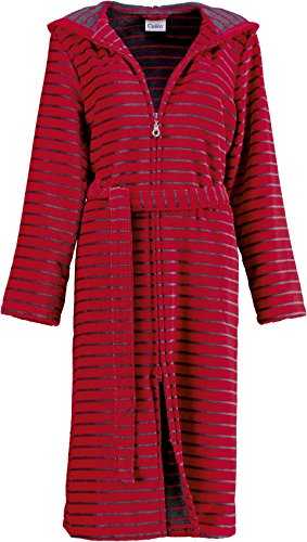 Cawö Damen-Bademantel mit Kapuze Velours rot Größe 46 von Cawö