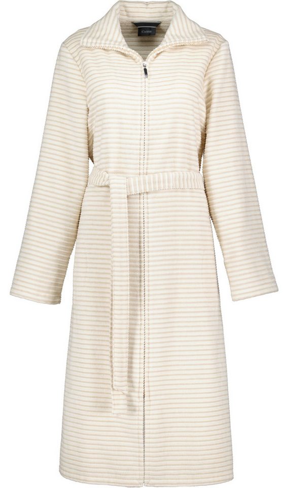 Cawö Damenbademantel Damen Morgenmantel mit Reißverschluss, Midi, Baumwolle, Reißverschluss, Baumwolle von Cawö