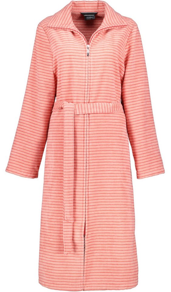 Cawö Damenbademantel Damen Morgenmantel mit Reißverschluss, Midi, Baumwolle, Reißverschluss, Baumwolle von Cawö