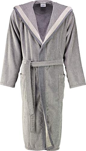 Cawö Herren-Bademantel mit Kapuze Velours grau Größe 52 von Cawö